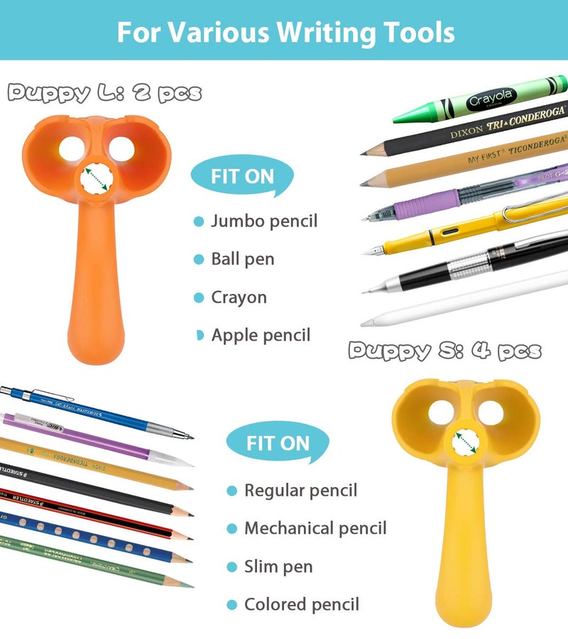 Firesara Training Grips for Kids Handwriting Top Class and Two Sizes Aid Grip Trainer Posture Correction Finger Grip for Kids, Adults, Arthritis Designed for Righties or Lefties(4Standard+2Large) - Image 4